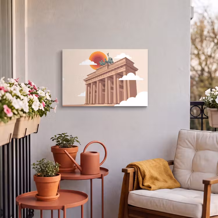 Architectuur - Brandenburg - Berlijn - Zonsondergang - Historisch Tuinposter op houten frame 2 cm dik klein -sfeer1