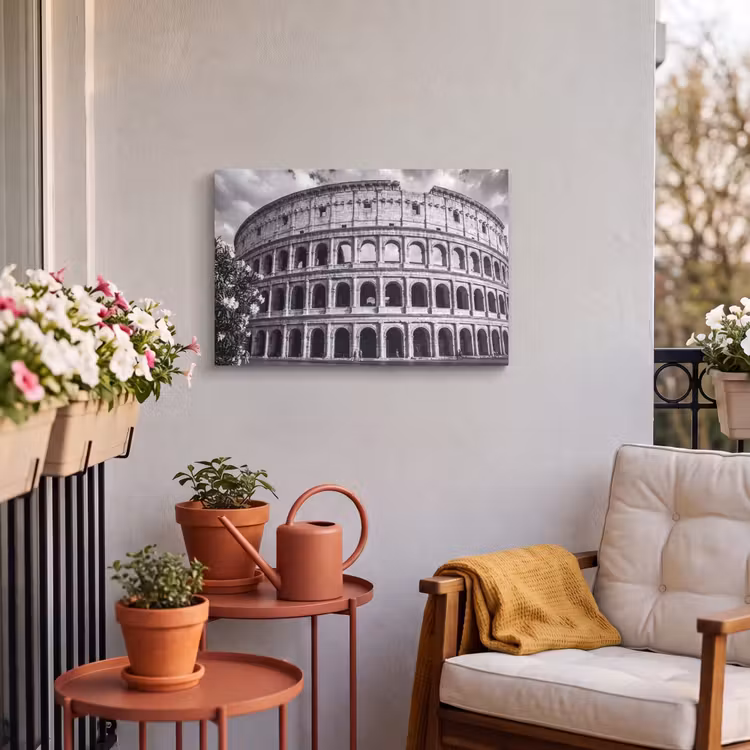 Architectuur - Colosseum - Rome - Historisch - Zwart-wit Tuinposter op houten frame 2 cm dik klein -sfeer1