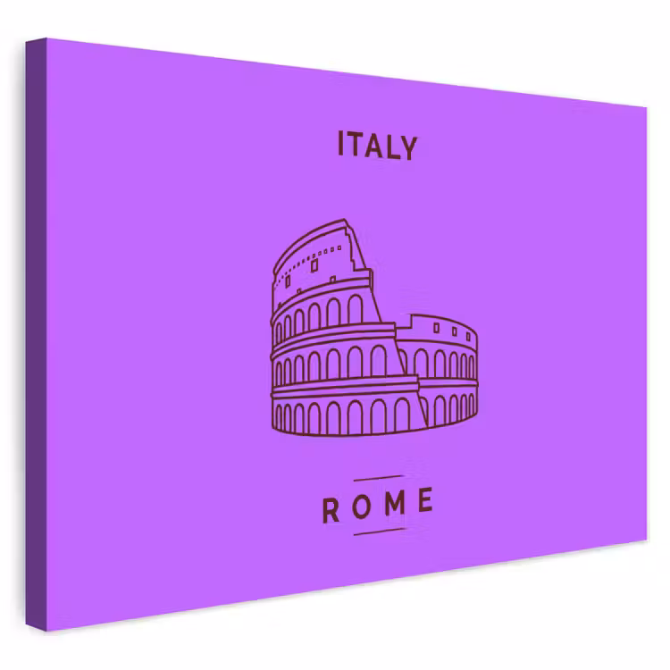 Architectuur - Colosseum - Rome - Minimalistisch - Paars Tuinposter op houten frame 2 cm dik klein -3d