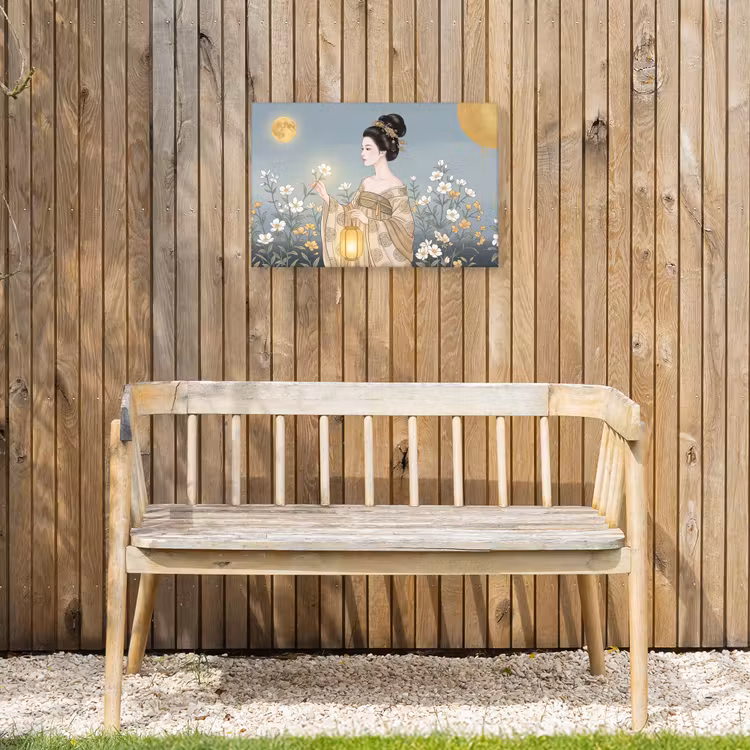 Aziatisch - Vrouw - Kimono Tuinposter op houten frame 2 cm dik klein -sfeer4
