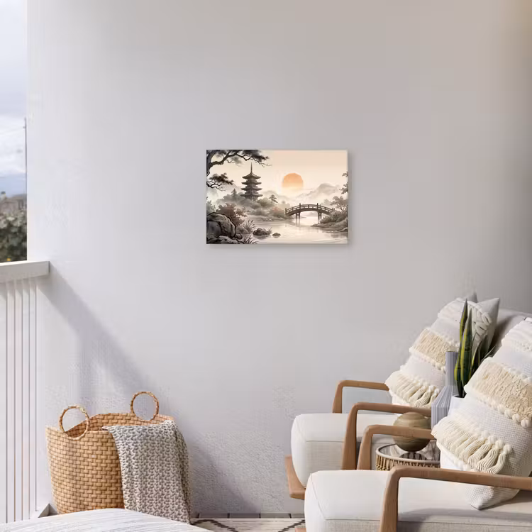 Azië - Landschap - Kleurrijk Tuinposter op houten frame 2 cm dik klein -sfeer1