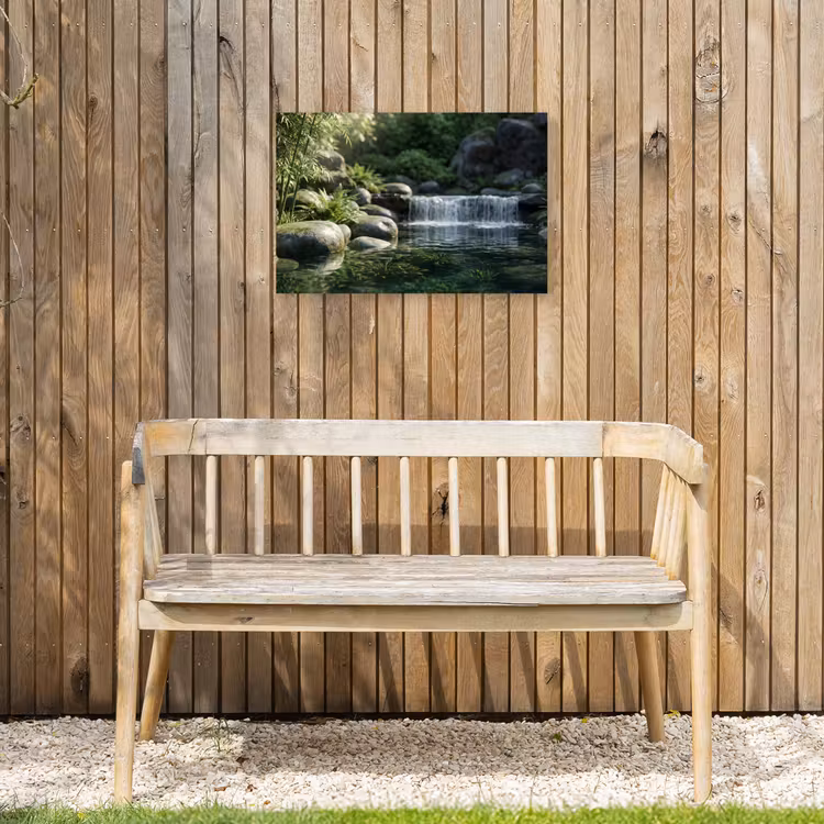 Beek - Waterval - Natuur - Groen Tuinposter op houten frame 2 cm dik klein -sfeer4