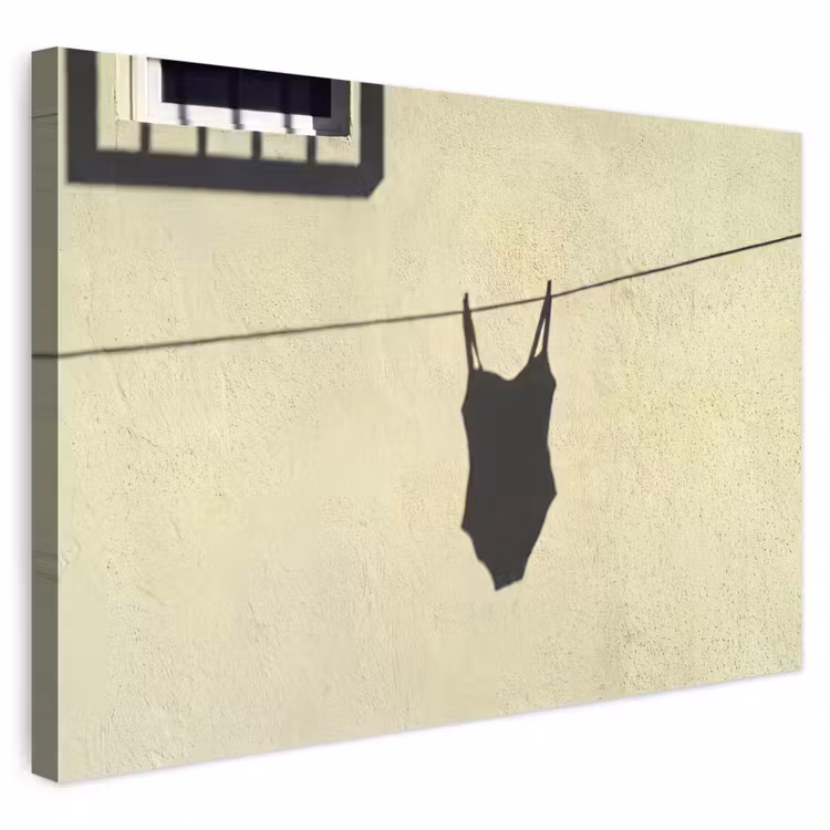 Badpak - Schaduw - Muur - Zomer - Minimalistisch Tuinposter op houten frame 2 cm dik klein -3d