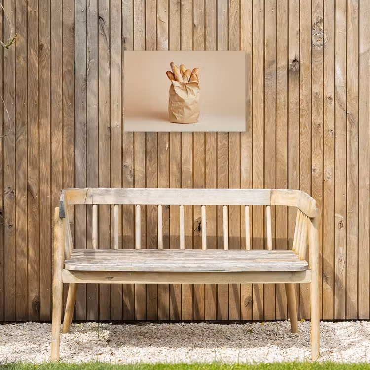 Baguette - Brood - Stokbrood - Beige Tuinposter op houten frame 2 cm dik klein -sfeer4