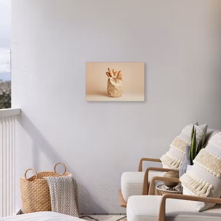 Baguette - Brood - Stokbrood - Beige Tuinposter op houten frame 2 cm dik klein -sfeer1