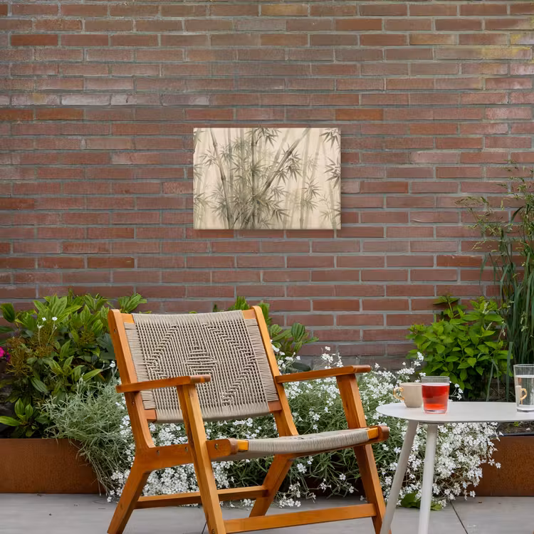 Bamboe - Bladeren - Aziatisch - Groen - Natuur Tuinposter op houten frame 2 cm dik klein -sfeer3