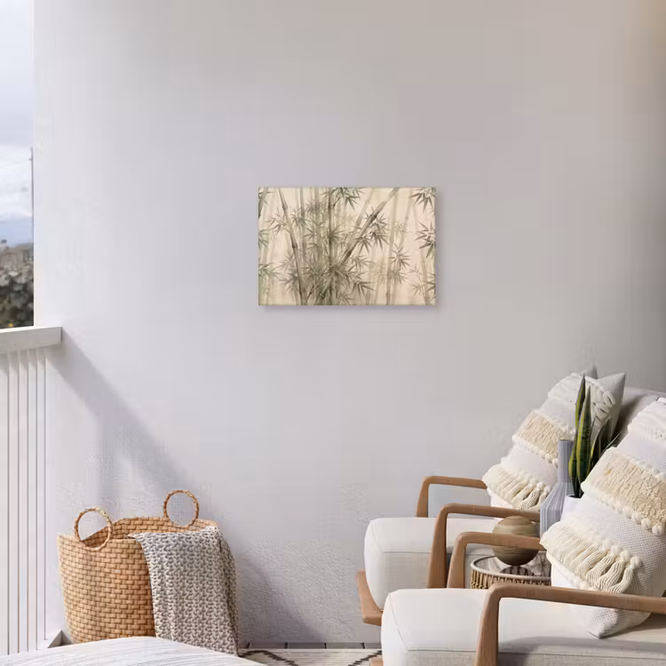 Bamboe - Bladeren - Aziatisch - Groen - Natuur Tuinposter op houten frame 2 cm dik klein -sfeer1