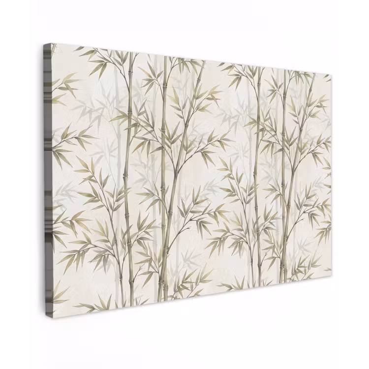 Bamboe - Bladeren - Natuur - Aquarel - Groen Tuinposter op houten frame 2 cm dik klein -3d