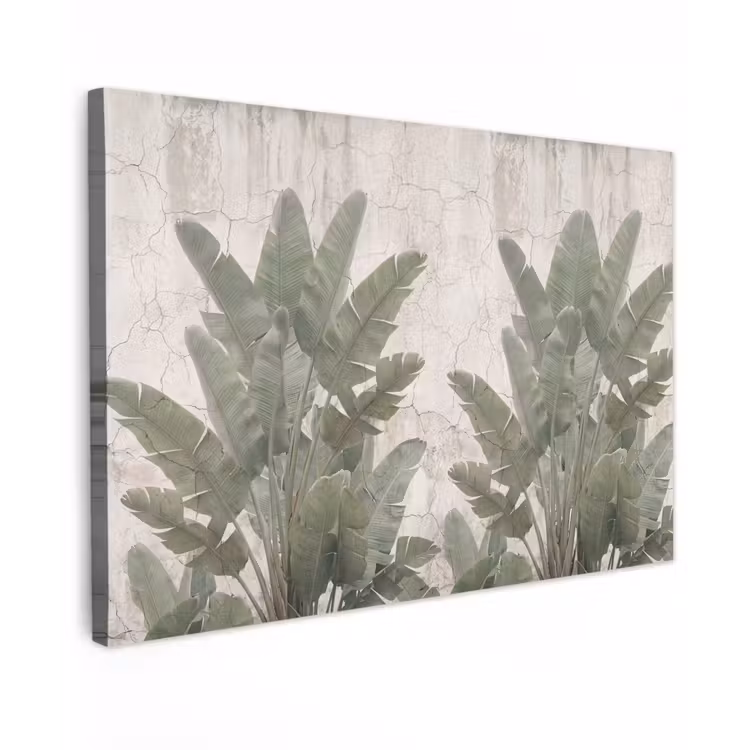 Bananenbladeren - Beton - Groen Tuinposter op houten frame 2 cm dik klein -3d