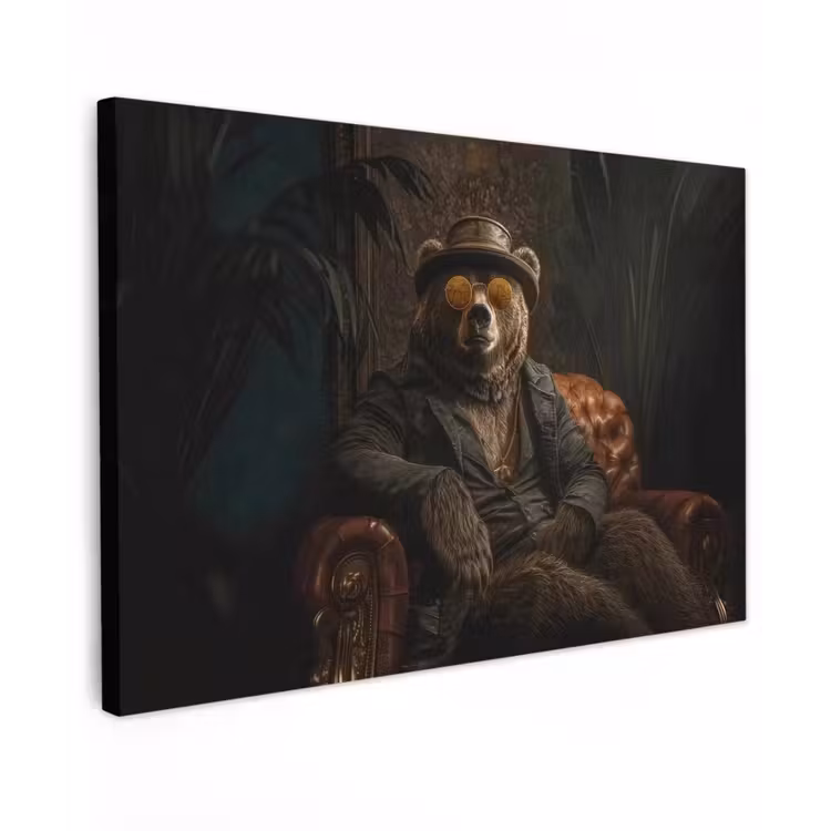 Beer - Bruin - Pak - Hoed Tuinposter op houten frame 2 cm dik klein -3d