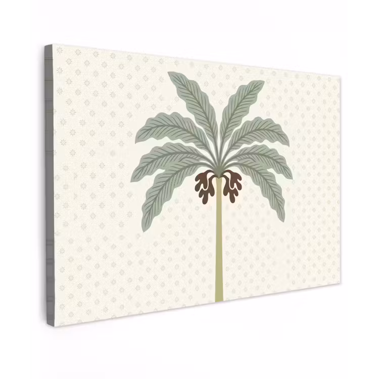 Boom - Bladeren - Groen - Decoratief - Beige Tuinposter op houten frame 2 cm dik klein -3d
