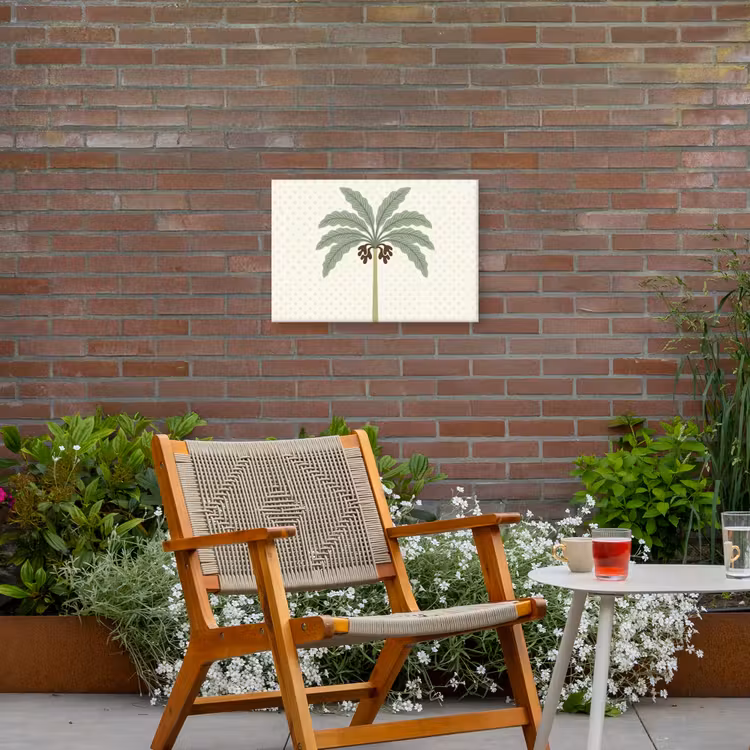 Boom - Bladeren - Groen - Decoratief - Beige Tuinposter op houten frame 2 cm dik klein -sfeer3