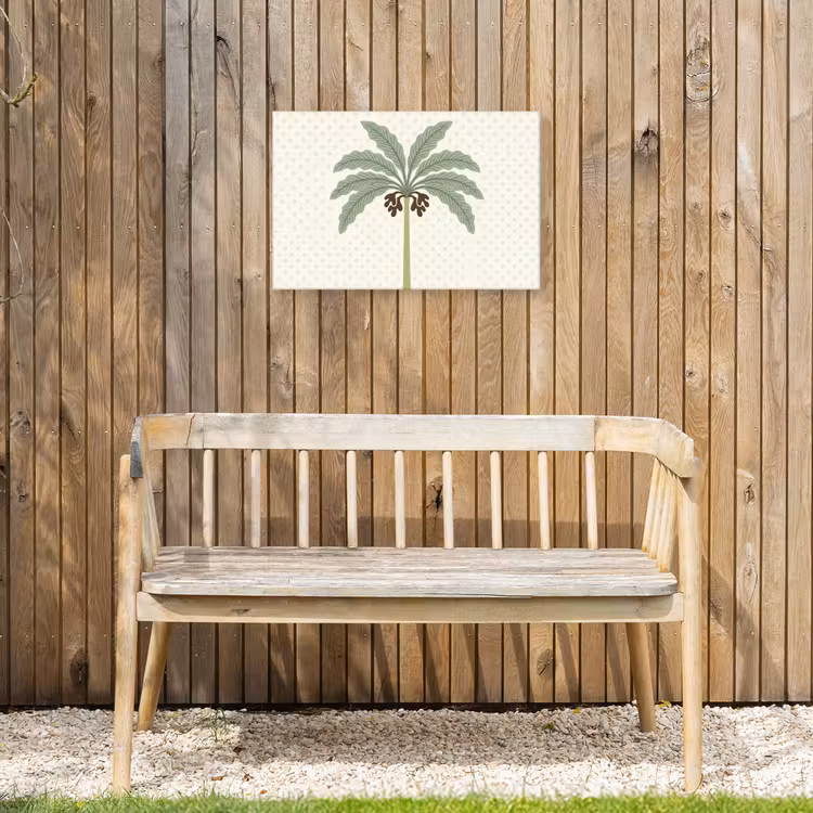 Boom - Bladeren - Groen - Decoratief - Beige Tuinposter op houten frame 2 cm dik klein -sfeer4