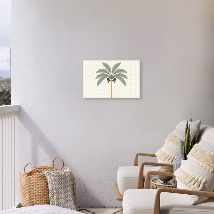 Boom - Bladeren - Groen - Decoratief - Beige Tuinposter op houten frame 2 cm dik klein -sfeer1