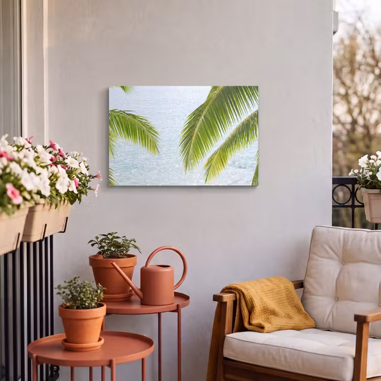 Boom - Bladeren - Water - Tropisch - Groen Tuinposter op houten frame 2 cm dik klein -sfeer1