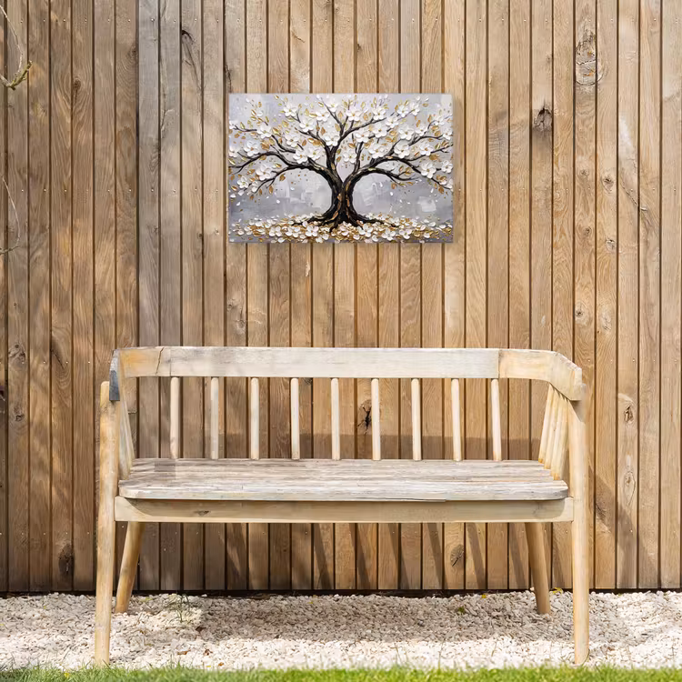 Boom - Bloemen - Natuur - Abstract - Wit Tuinposter op houten frame 2 cm dik klein -sfeer4