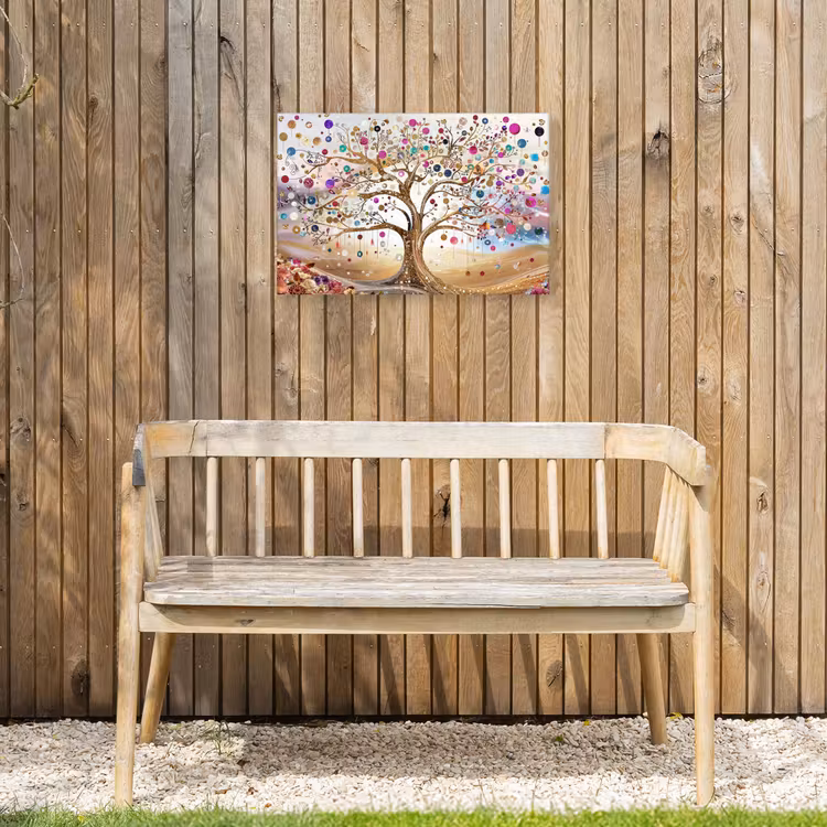 Levensboom - Goud - Kleurrijk - Abstract - Aesthetic Tuinposter op houten frame 2 cm dik klein -sfeer4