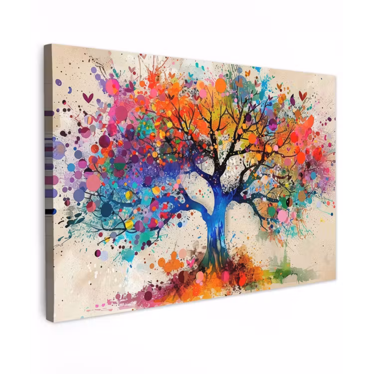Levensboom - Natuur - Kleurrijk - Boom Tuinposter op houten frame 2 cm dik klein -3d