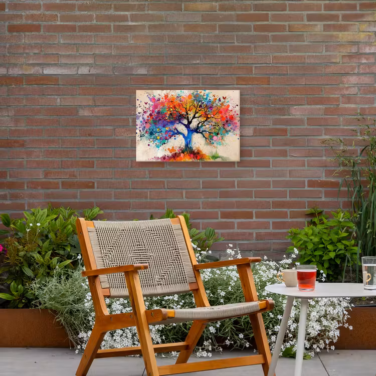Levensboom - Natuur - Kleurrijk - Boom Tuinposter op houten frame 2 cm dik klein -sfeer3