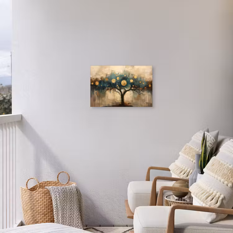 Boom - Kunst - Maan - Watercolor Tuinposter op houten frame 2 cm dik klein -sfeer1