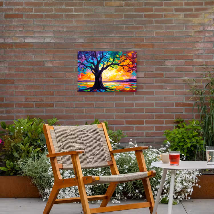 Boom - Landschap - Natuur - Abstract - Kleurrijk Tuinposter op houten frame 2 cm dik klein -sfeer3