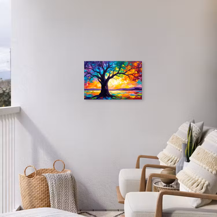Boom - Landschap - Natuur - Abstract - Kleurrijk Tuinposter op houten frame 2 cm dik klein -sfeer1