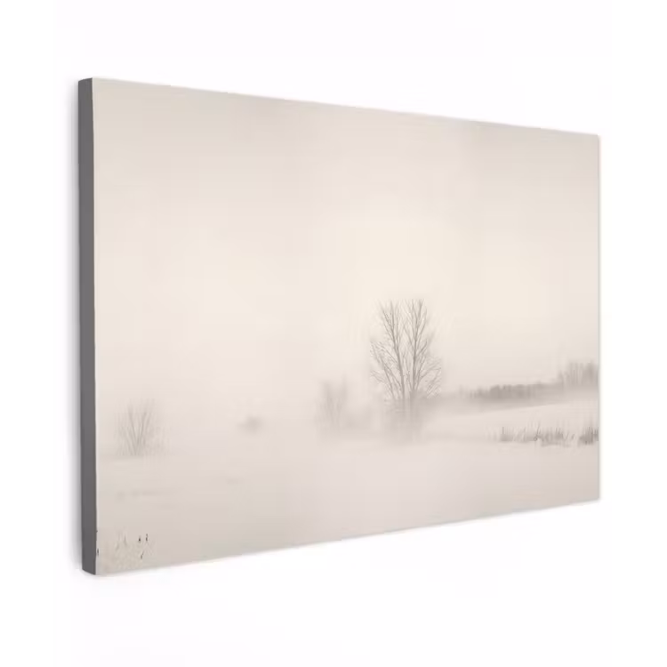 Boom - Mist - Sneeuw - Winter - Minimalistisch Tuinposter op houten frame 2 cm dik klein -3d