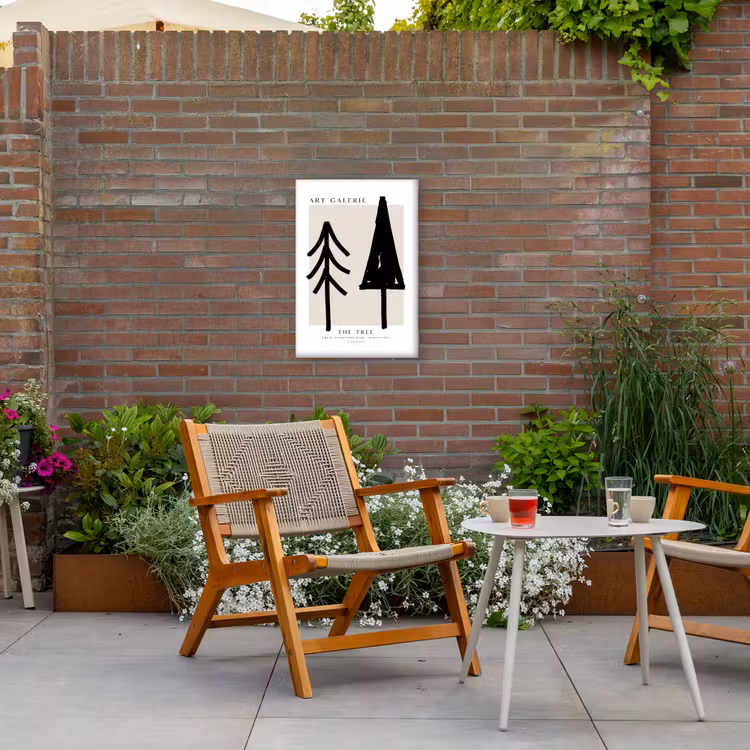 Bomen - Kerst - Zwart - Feest Tuinposter op houten frame 2 cm dik klein -sfeer3