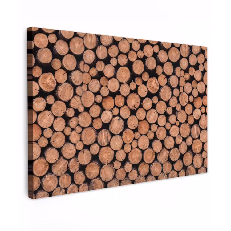 Houtblokken - Textuur - Patroon - Bruin - Rustiek Tuinposter op houten frame 2 cm dik klein -3d
