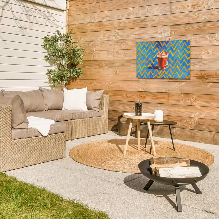 Mok - Koffie - Zigzag - Slagroom Tuinposter op houten frame 2 cm dik klein -sfeer2