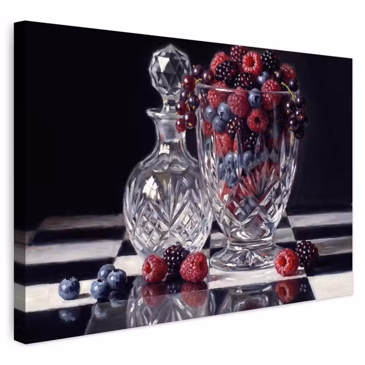 Outdoor Leinwand - Beeren – Kristall – Stillleben - Bessen - Kristal - Stilleven Tuinposter op houten frame 2 cm dik klein