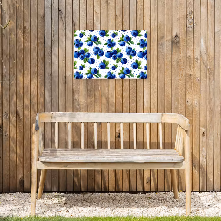 Bessen - Patroon - Blauw Tuinposter op houten frame 2 cm dik klein 845 -sfeer4
