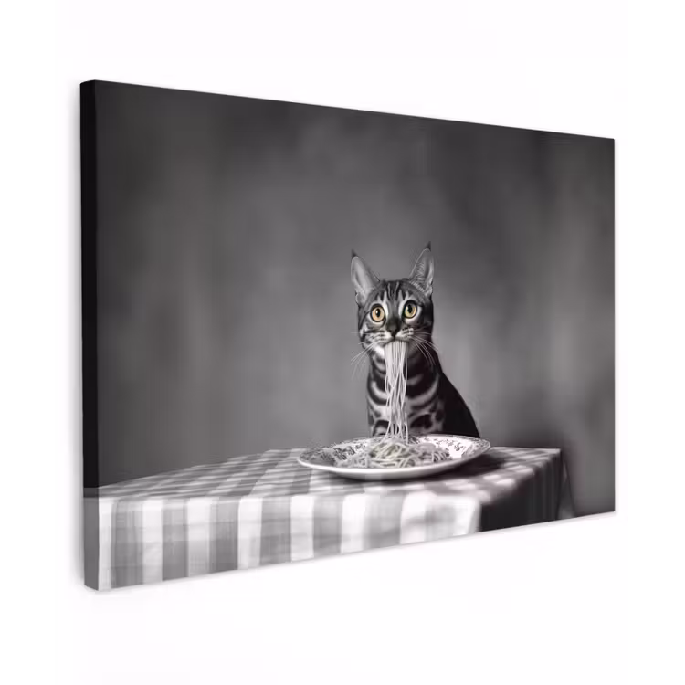 Bengaal - Kat - Tafelkleed - Zwart - Wit - Dier Tuinposter op houten frame 2 cm dik klein -3d