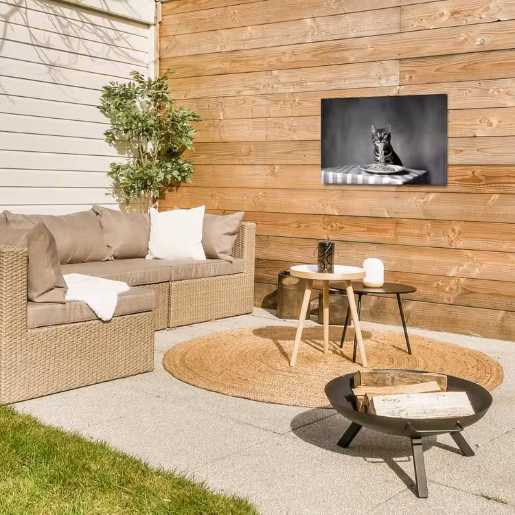Bengaal - Kat - Tafelkleed - Zwart - Wit - Dier Tuinposter op houten frame 2 cm dik klein -sfeer2