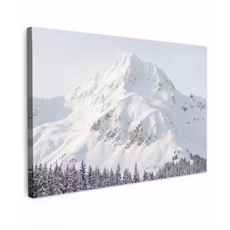 Berg - Sneeuw - Winter - Natuur - Wit Tuinposter op houten frame 2 cm dik klein -3d
