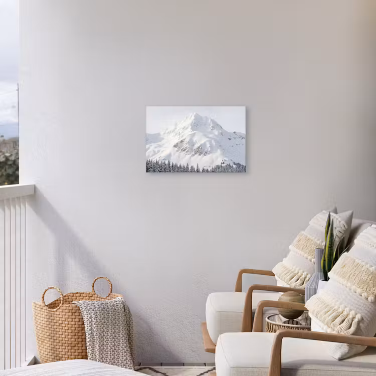 Berg - Sneeuw - Winter - Natuur - Wit Tuinposter op houten frame 2 cm dik klein -sfeer1