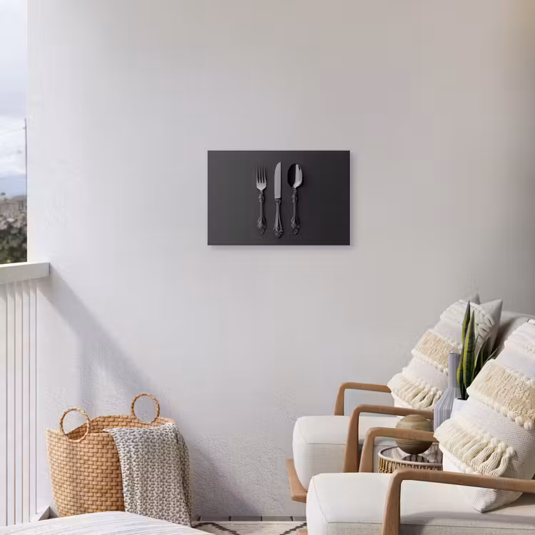 Bestek - Zwart Tuinposter op houten frame 2 cm dik klein -sfeer1