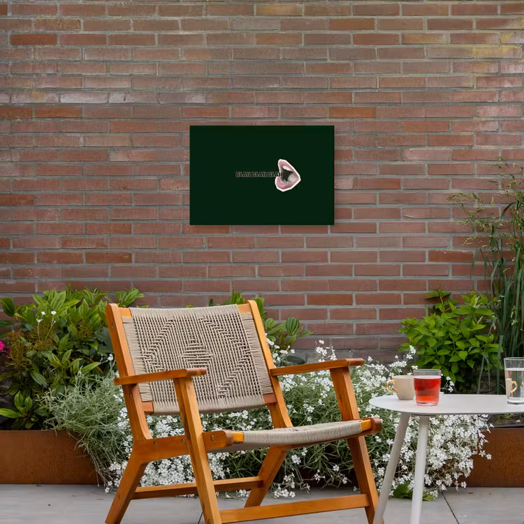 BLAH BLAH BLAH - Mond - Groen Tuinposter op houten frame 2 cm dik klein -sfeer3