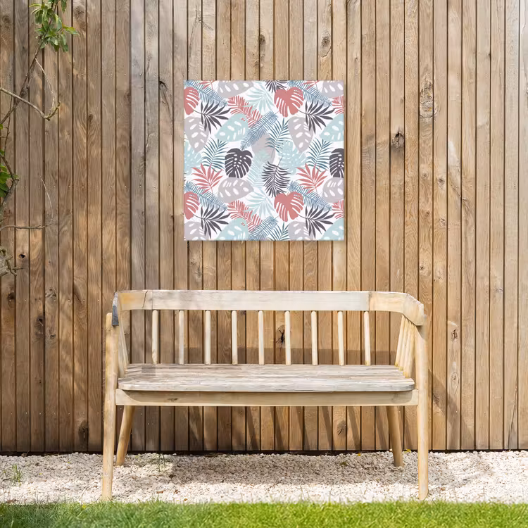 Bladeren - Jungle - Pastel - Tropisch Tuinposter op houten frame 2 cm dik klein -sfeer4