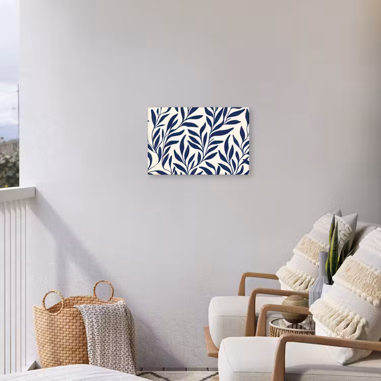Bladeren - Klimop - Donkerblauw Tuinposter op houten frame 2 cm dik klein -sfeer1