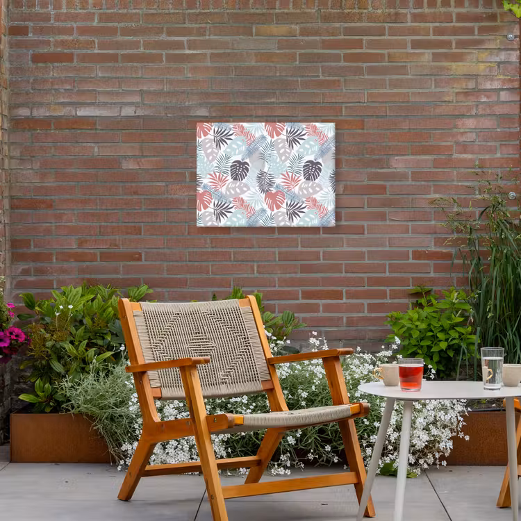 Inductie beschermer - Bladeren - Pastel - Jungle - Afdekplaat voor kookplaat Tuinposter op houten frame 2 cm dik middel -sfeer3