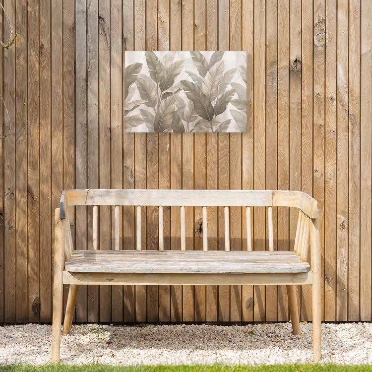 Bladeren - Tropisch - Natuur - Abstract - Beige Tuinposter op houten frame 2 cm dik klein -sfeer4