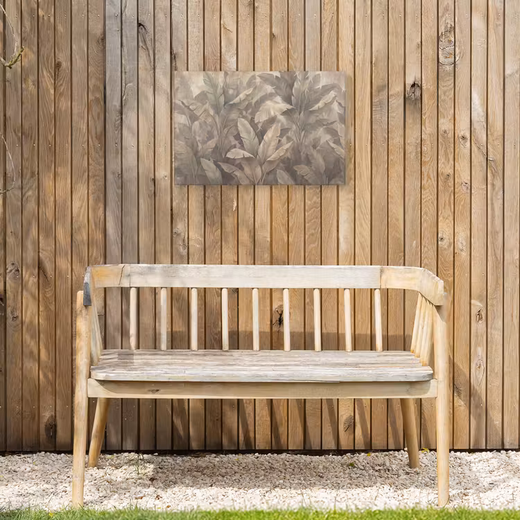 Bladeren - Tropisch - Natuur - Modern - Beige Tuinposter op houten frame 2 cm dik klein -sfeer4