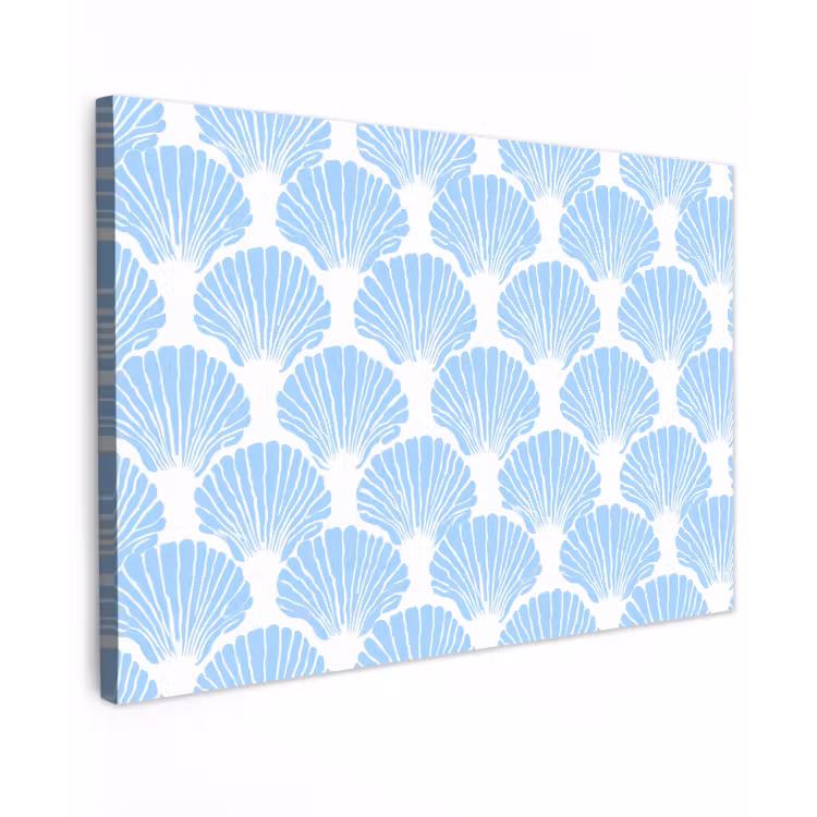 Blauw - Wit - Schelpen - Grafisch - Structuur Tuinposter op houten frame 2 cm dik klein 845 -3d