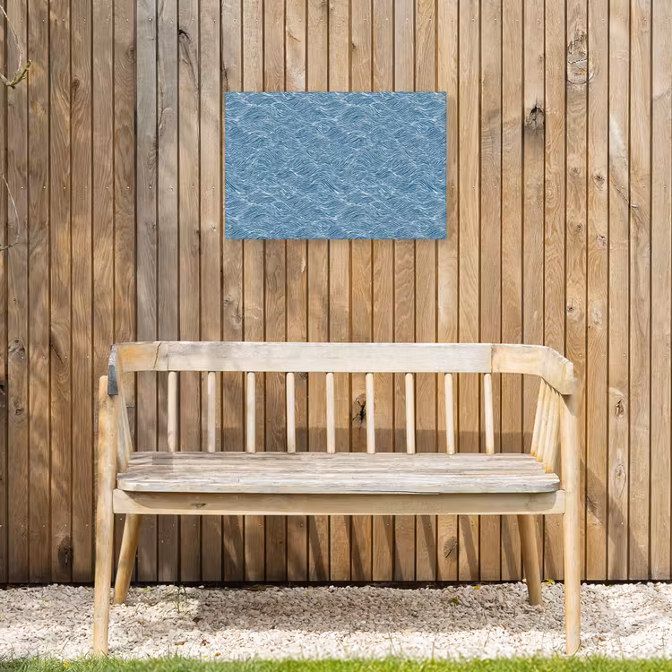 Blauw - Wit - Golven - Getekend - Textuur Tuinposter op houten frame 2 cm dik klein 845 -sfeer4