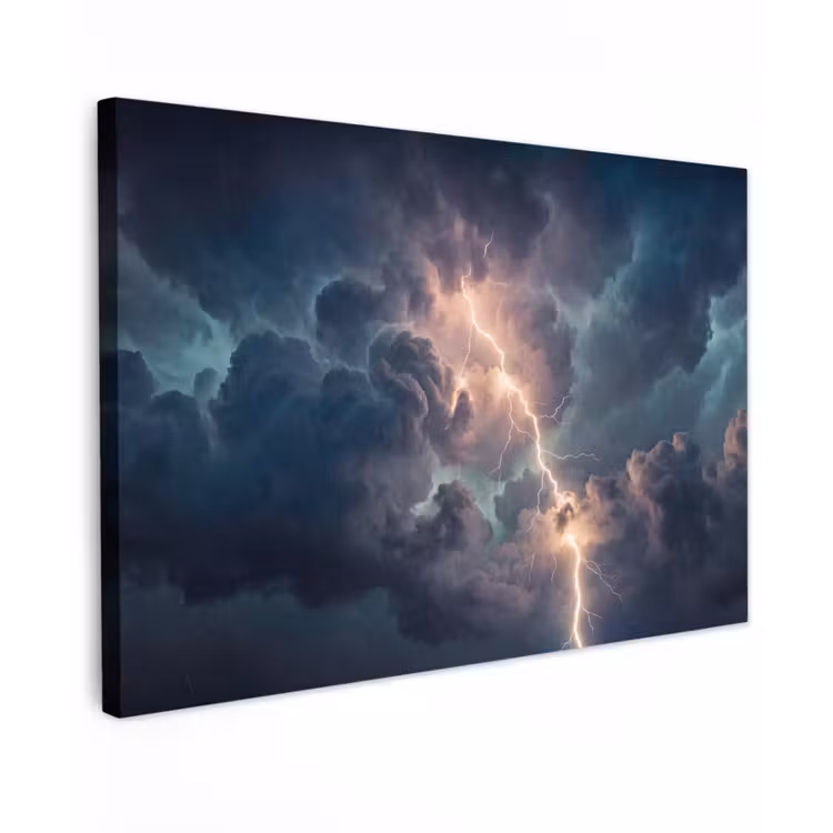 Bliksem - Storm - Natuur - Donker Tuinposter op houten frame 2 cm dik klein -3d
