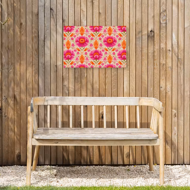 Bloemen - Barok - Roze - Oranje Tuinposter op houten frame 2 cm dik klein 845 -sfeer4