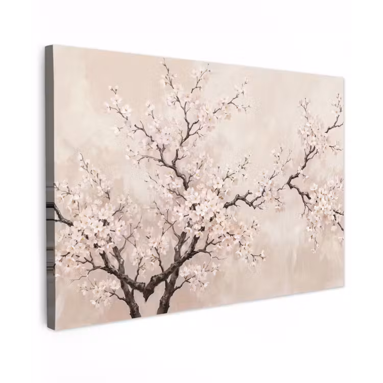 Bloesem - Illustratie - Taupe Tuinposter op houten frame 2 cm dik klein -3d