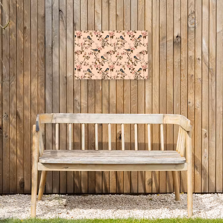 Bloesem - Koolmees - Roze Tuinposter op houten frame 2 cm dik klein 845 -sfeer4