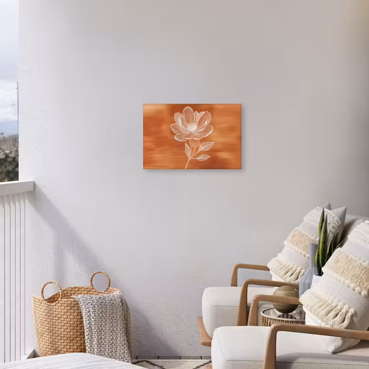 Bloem - Minimalistisch - Wit Tuinposter op houten frame 2 cm dik klein -sfeer1